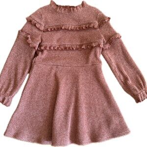 Girls' Ruffled Knit Dress - Pink